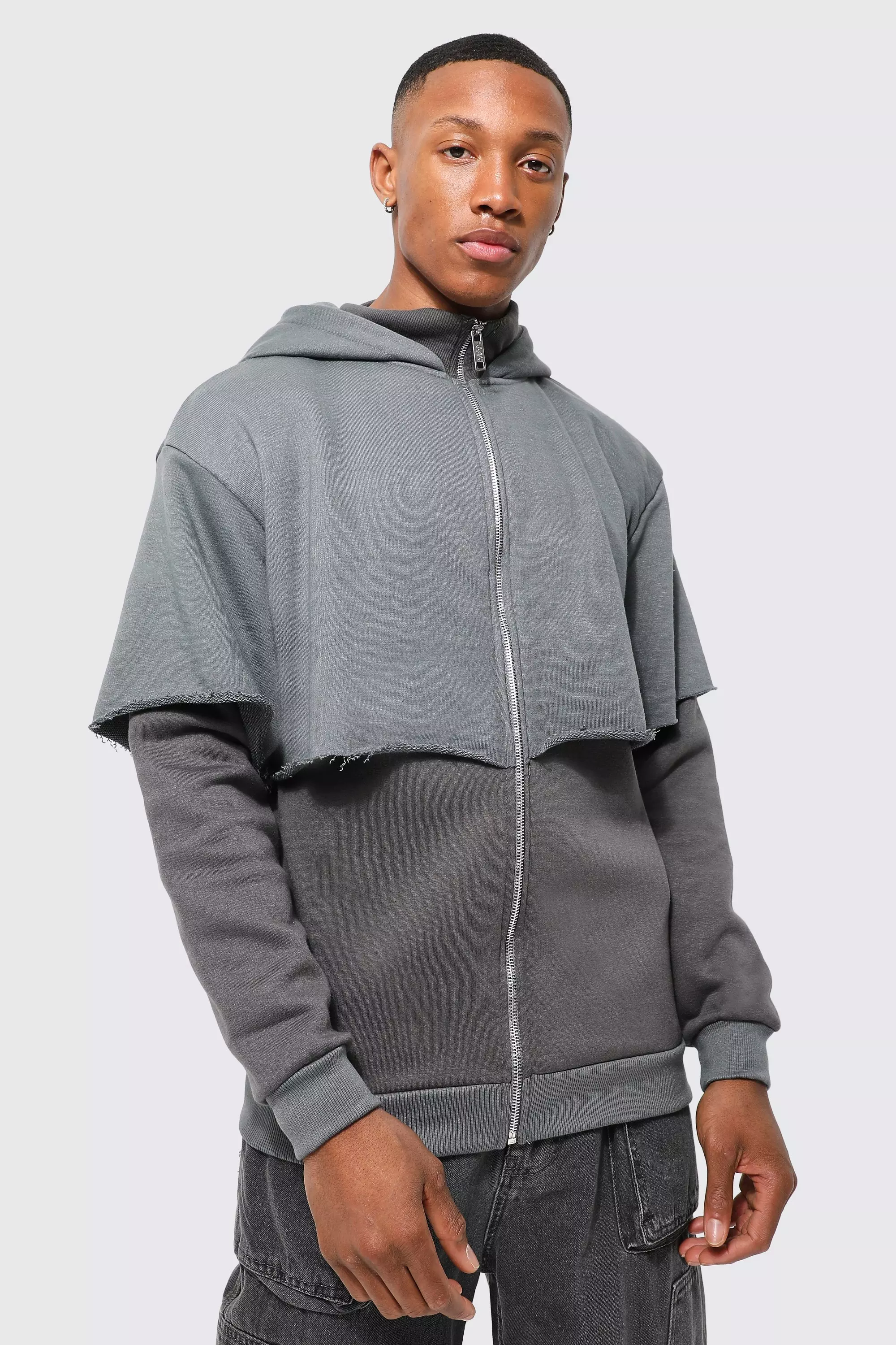 Oversized Double Layer Hoodie boohooMAN